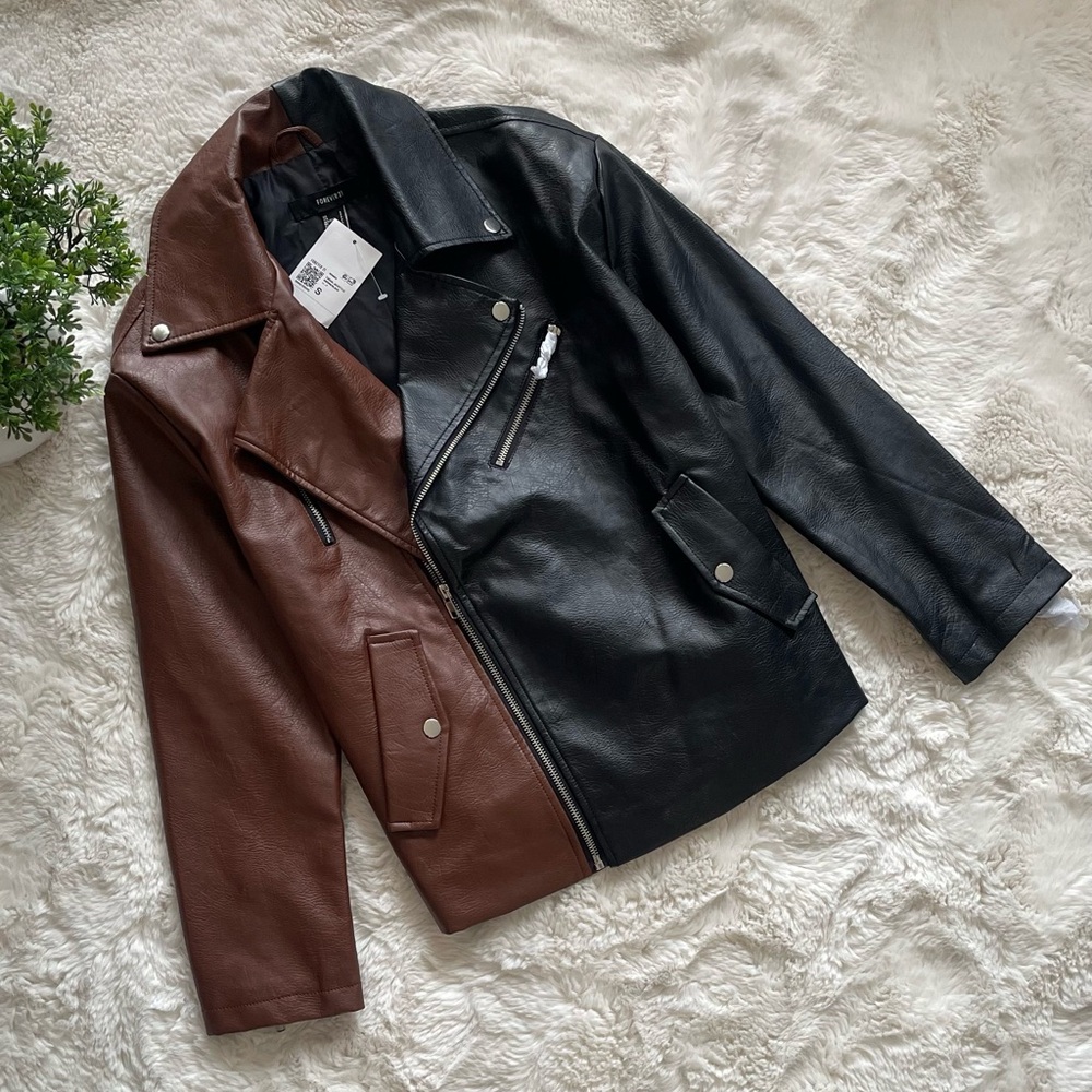 Forever 21 Black and Brown Faux Leather Jacket